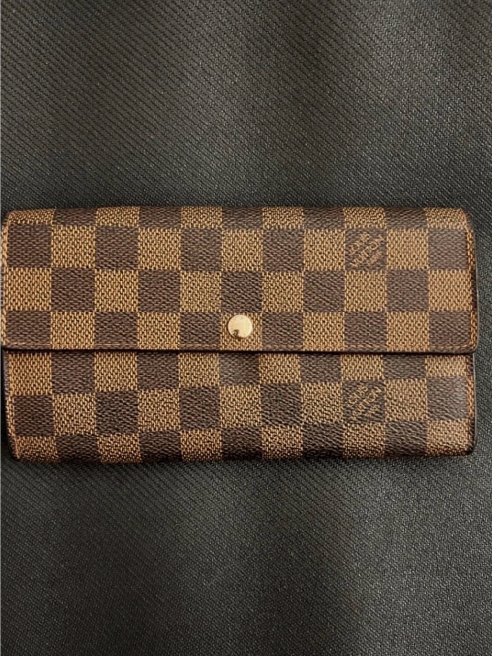 Louis Vuitton Damier Ebene Brown Checkered Long Wallet